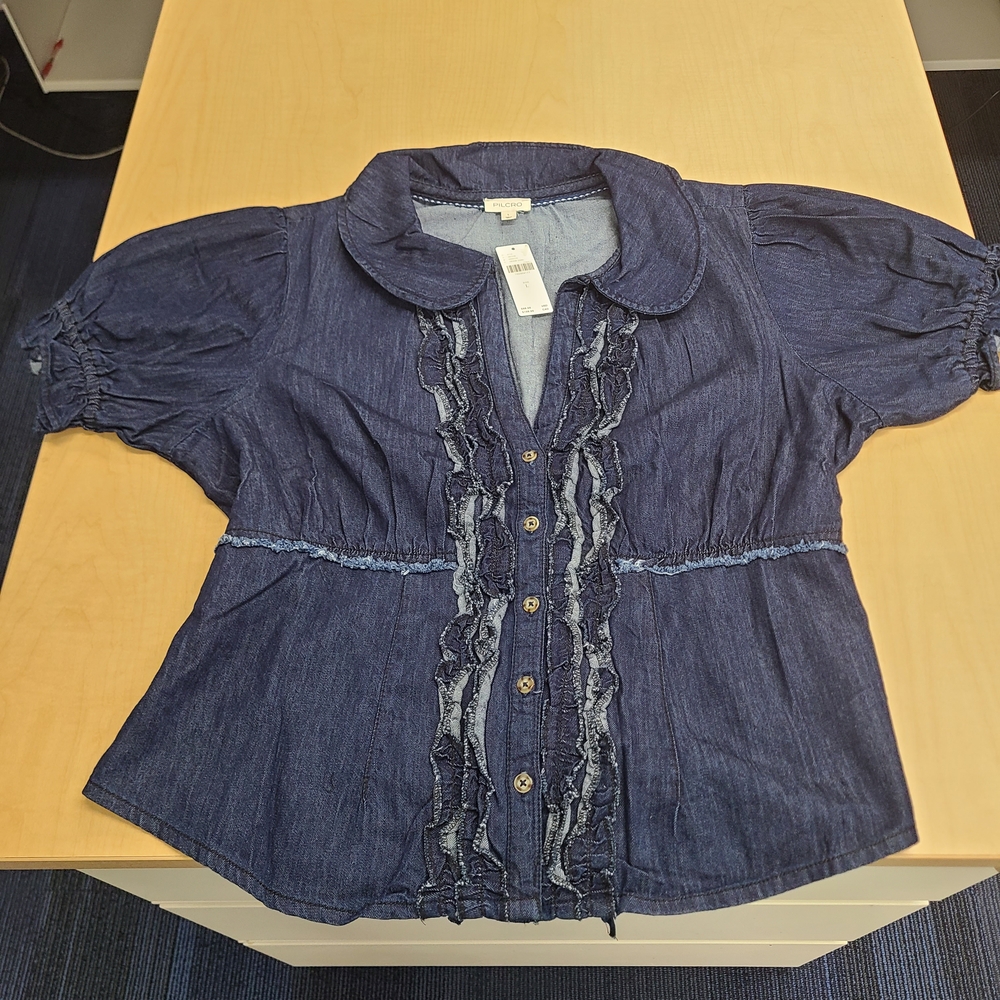 Anthropologie Pilcro Dark Denim Blouse - New With Tags!